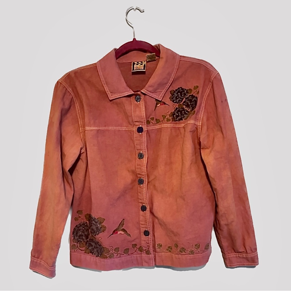Turmeric dyed embroidered jacket.